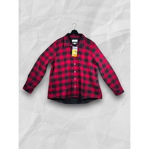 ORVIS Women’s Pinnacle Red Plaid Flannel Fleece Lined Shirt Shacket Size XXL